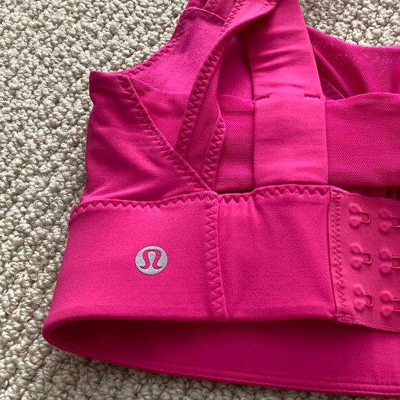 NEW LULULEMON Oxygen Bra Long Line Raspberry Pink Size 4 High Support Mesh NWOT - Picture 9 of 13